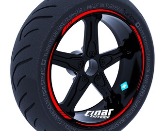 Sharp Design Flag Red Inner Outer Rim Set Rim Tape Wheel Stripes Decals Sticker CinarExtreme