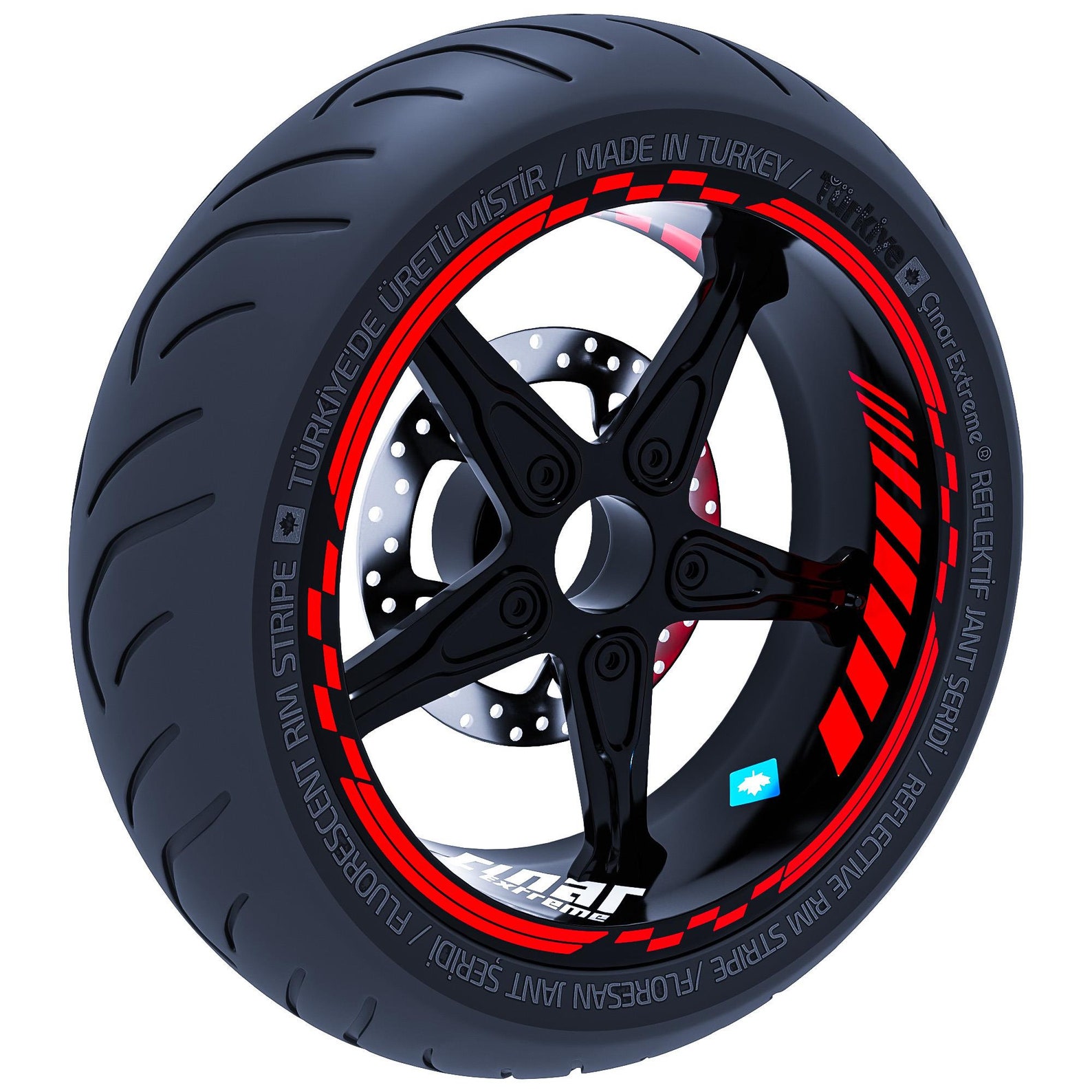 Reflective Red Moto GP Inner Outer Rim Set Rim Tape Wheel Stripes ...