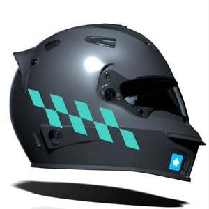 Mint Green Checkered Helmet Motorcycle Sticker Set CinarExtreme