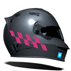 Rose Pink Checkered Helmet Motorcycle Sticker Set CinarExtreme