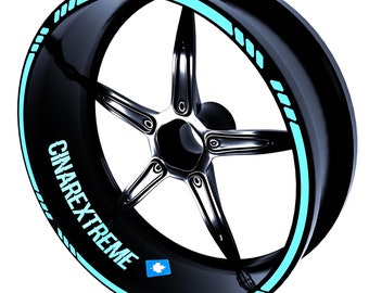 4 Piece Dashed Design Mint Green Rim Tape Wheel Stripes Decals Sticker CinarExtreme
