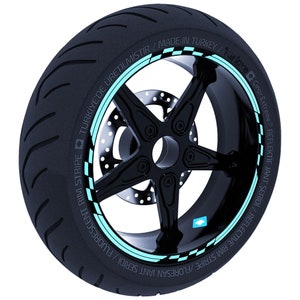 Moto GP Racing Flag Design Mint Green Rim Tape Wheel Stripes Decals Sticker CinarExtreme