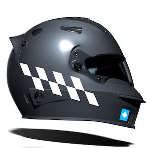 Milk White Checkered Helmet Motorcycle Sticker Set CinarExtreme