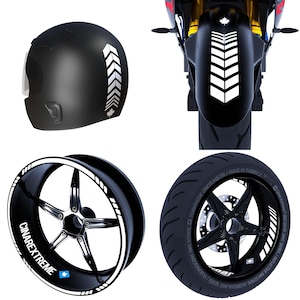 Moto Rider Set of 4 Stickers Milk White Inner Outer Rim Strip Helmet and Mudguard CinarExtreme