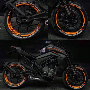 蛍光オレンジ Moto GP インナーアウターリムセット リムテープ ホイールストライプ デカールステッカー CinarExtreme