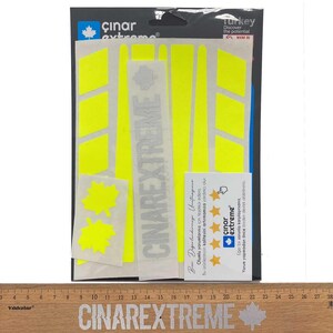 Stripe Design Fluorescent Yellow Motocycle Helmet Sticker CinarExtreme image 4