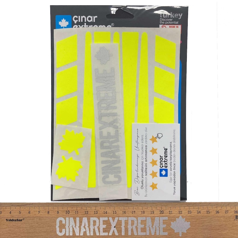 Stripe Design Fluorescent Yellow Motocycle Helmet Sticker CinarExtreme image 4