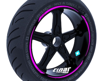 Sharp Design Rose Pink Inner Outer Rim Set Rim Tape Wheel Stripes Decals Sticker CinarExtreme
