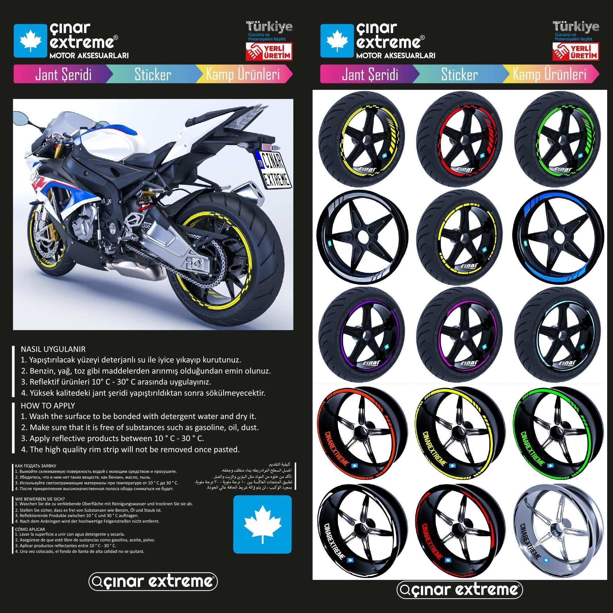 Lime Green 3M Reflective Wheel Stripes For Motorcycle & Car – 6mm Wide, 17" Rims, Full Set