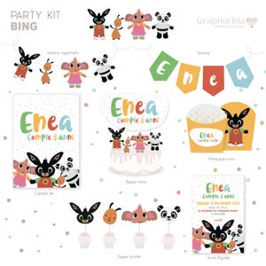 FILE DIGITALE PERSONALIZZATO (editable digitale file) Party Kit Bing Personalizzato per feste a tema
