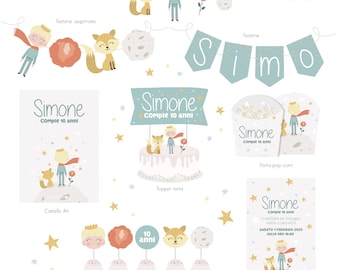 CUSTOM DIGITAL FILE (editable digital file) Party Kit Little Prince Personalized for themed parties