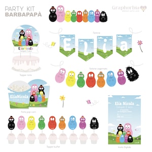 FILE DIGITALE PERSONALIZZATO (editable digitale file)  Party Kit Barbapapà Personalizzato per feste a tema