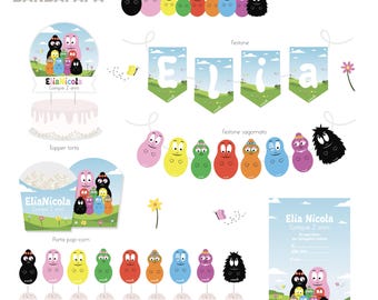 CUSTOM DIGITAL FILE (editable digital file) Barbapapa Party Kit Personalized for themed parties