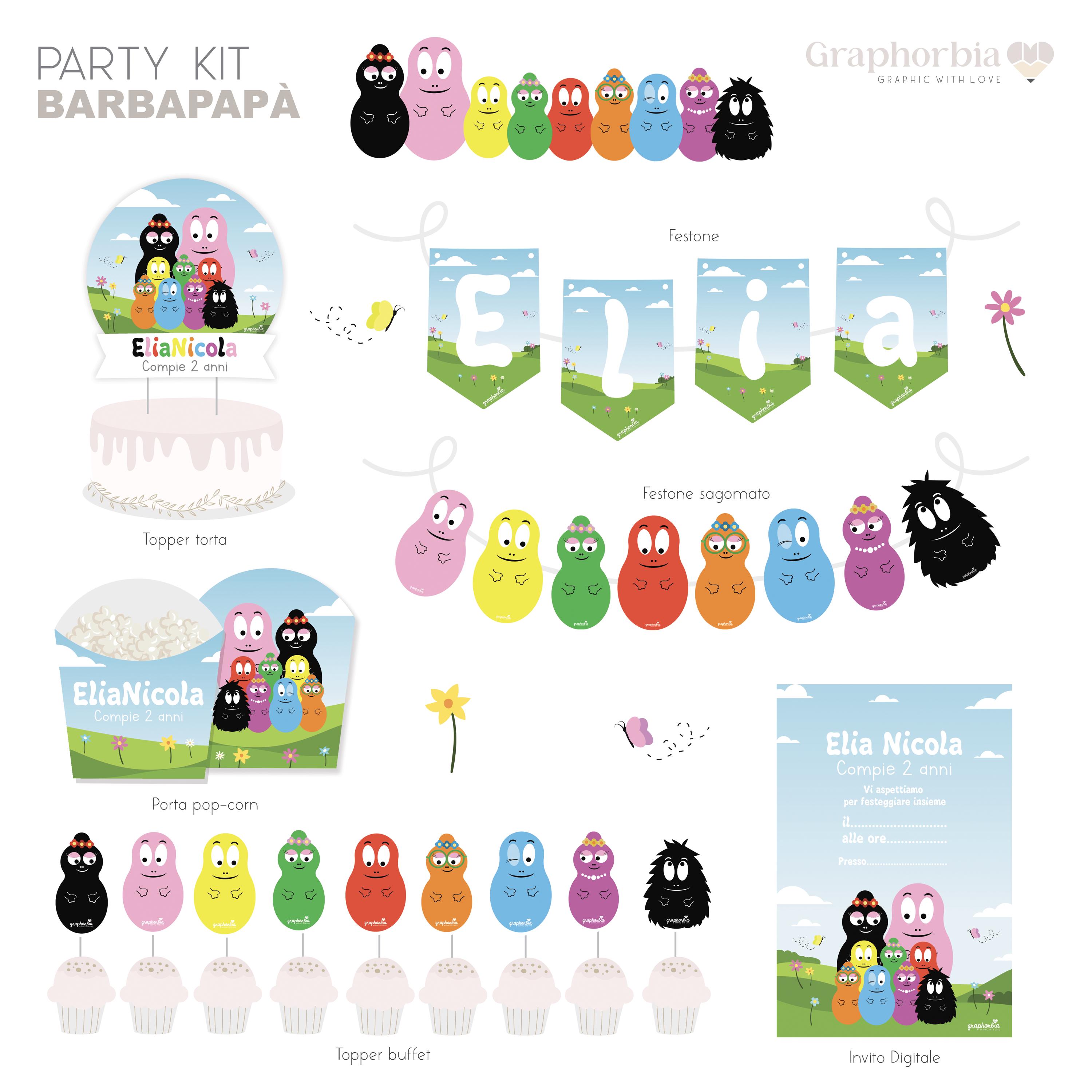 CUSTOM DIGITAL FILE (editable Digital File) Barbapapa Party Kit