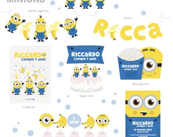 CUSTOM DIGITAL FILE (editable digital file) Personalized Minions Party Kit for themed parties