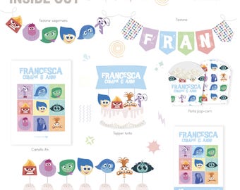 CUSTOM DIGITAL FILE (editable digital file) Party Kit Inside Out Personalized for themed parties