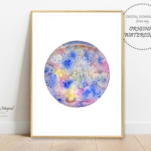 Printable Sun Wall Art, Sun Watercolor, Space Illustration Wall Decor ...