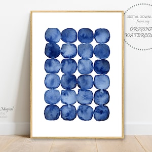Blue Abstract Print, Watercolor Printable Wall Art, Abstract Home Decor, Nursery Decor, Indigo  Digital Download Art, Blue Large Poster
