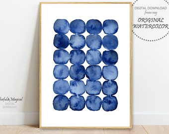 Blue Abstract Print, Watercolor Printable Wall Art, Abstract Home Decor, Nursery Decor, Indigo  Digital Download Art, Blue Large Poster