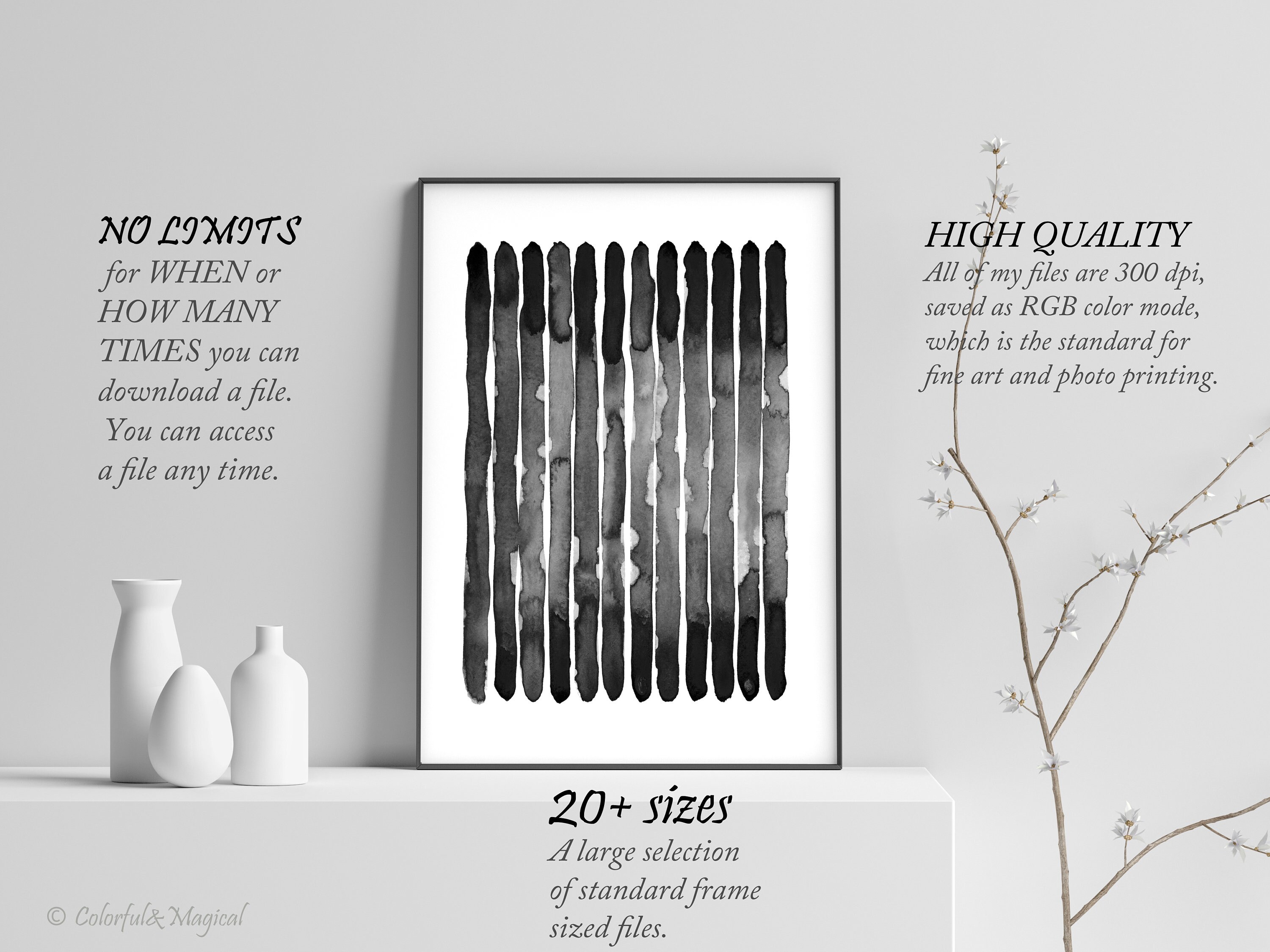 Printable Black and White Print, Abstract Scandinavian Home Decor ...