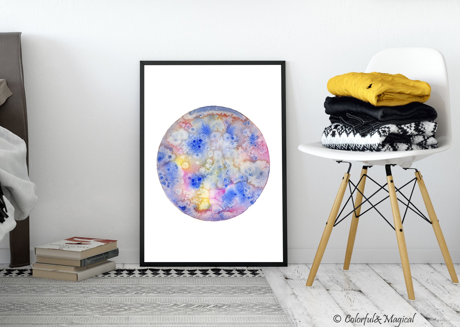 Printable Sun Wall Art, Sun Watercolor, Space Illustration Wall Decor ...