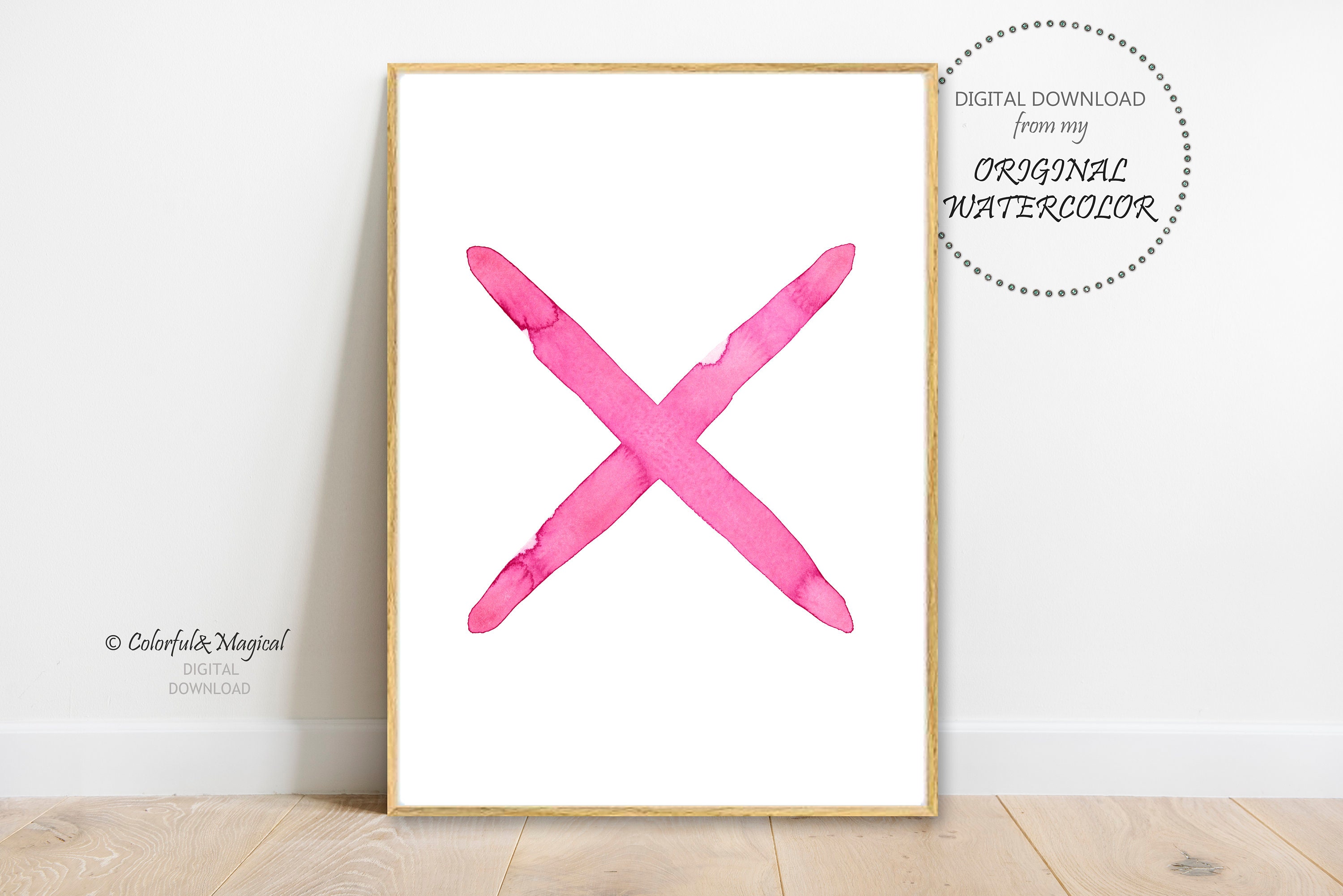 X and O Print Set Pink Nursery Decor Pink Watercolor Wall - Etsy