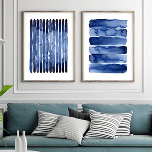 Abstract Blue Print Watercolor Wall Art Abstract Home Decor - Etsy