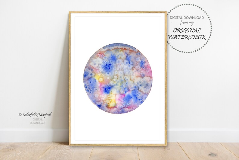 Printable Sun Wall Art, Sun Watercolor, Space Illustration Wall Decor ...