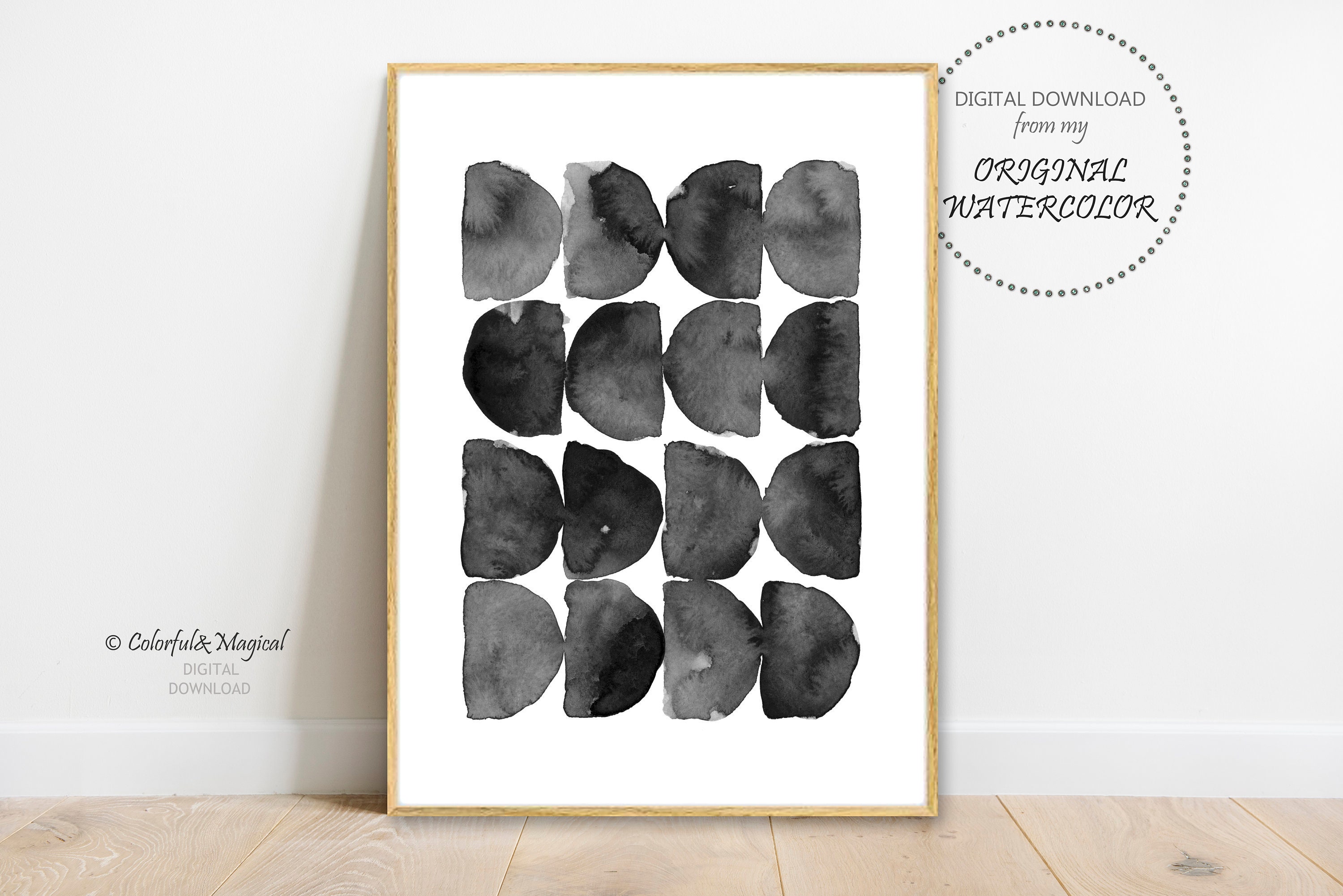 Abstract Black and White Print, Printable Scandinavian Home Decor