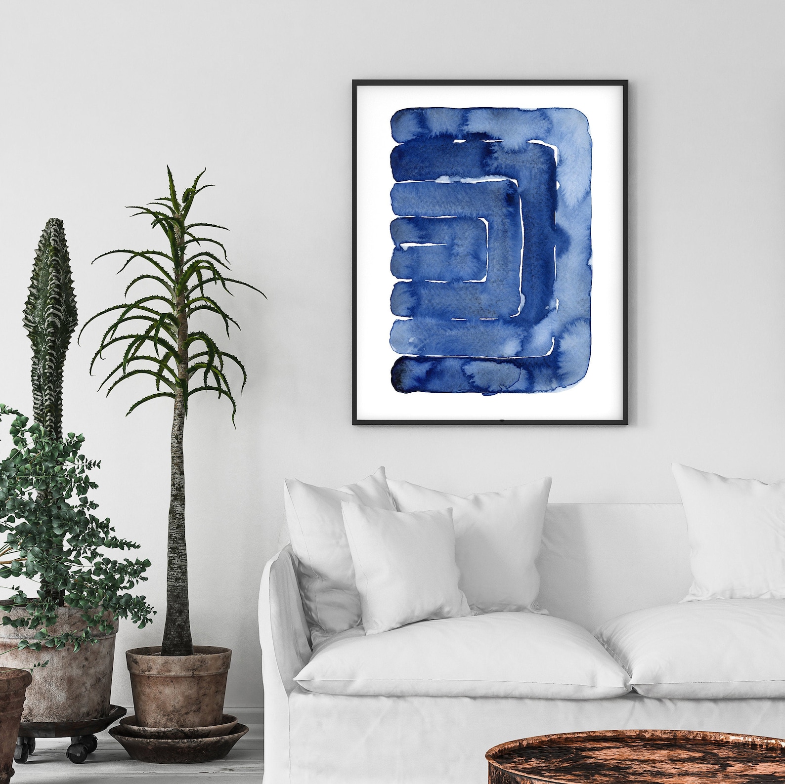 Abstract Blue Print Watercolor Wall Art Abstract Home Decor - Etsy
