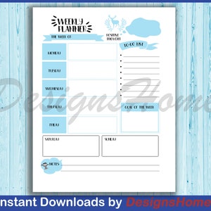 Blue Home School Weekly Planner for Kids - PDF - Printable - Colorful