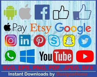 Social Media Icons, Social Media SVG, Social Network Svg, Cut Files | Instant Download | Svg, Eps, Png, Dxf, Pdf, Jpg, AI | High Quality