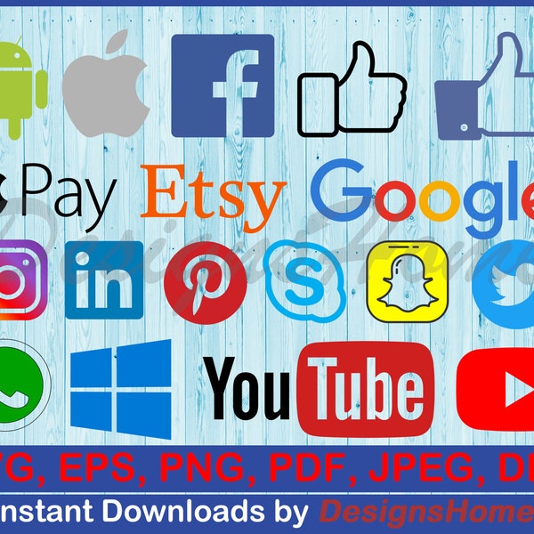 Social Media Icons, Social Media SVG, Social Network Svg, Cut Files | Instant Download | Svg, Eps, Png, Dxf, Pdf, Jpg, AI | High Quality