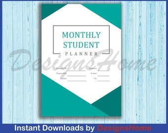 Monatliche Student Planer |  Für Studenten - MS Word - bearbeitbar - druckbar - Bunt