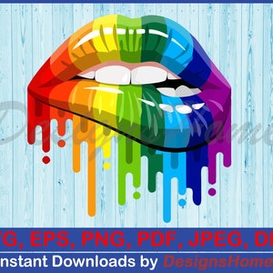 Dripping Rainbow Lips, Dripping Lips SVG, Rainbow Lips svg, Cut Files | Instant Download | Svg, Eps, Png, Dxf, Pdf, Jpg, AI | High Quality