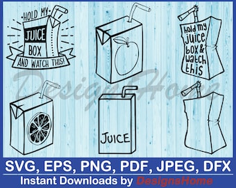Juice Box, Apple Juice Box, Cut Files, 6 Designs | Instant Download | Svg, Eps, Png, Dxf, Pdf, Jpg, AI | High Quality
