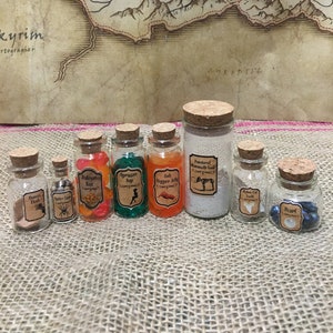 SKYRIM Inspired Trinket Bundle or Single Miniature Bottles (Animal Products)