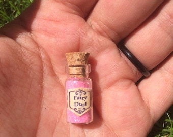 Fairy Dust Bottle Lovely Pink Fairy Dust Keyring with Fairy Charms/ Wand Charm Fairy Dust Bottle Lovely Pink Fairy Dust Keyring with Fairy Charms/ Wand Charm