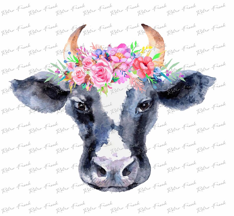 Download Cow with flowers Sublimation designs Download PNG Sublimation | Etsy