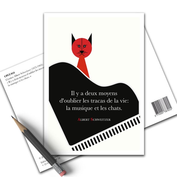 Print Quote Albert Schweitzer Music Cats Poster Wall Art Etsy