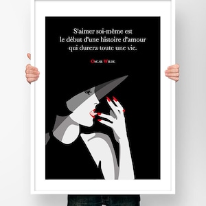 Oscar Wilde Plakat z cytatem Kochać siebie to początek historii miłosnej, która będzie trwać całe życie - Plakat literacki Sztuka autora