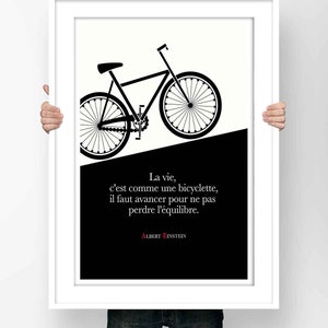 Poster Quote Poster letterario Albert Einstein La vita è come una bicicletta, devi andare avanti...  Arte Illustrazione Decorazione da parete