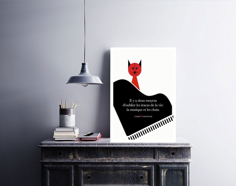 Affiche Citation Albert Schweitzer Musique Chats Poster Affiche Citation Albert Schweitzer Musique Chats Poster