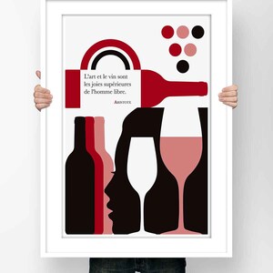 Affiche Citation Poster Littéraire Aristote L'art et le vin sont les joies supérieures de...  Art Illustration Décoration Murale