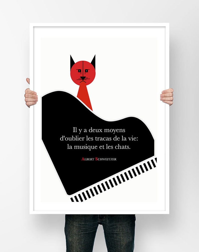 Affiche Citation Albert Schweitzer Musique Chats Poster
