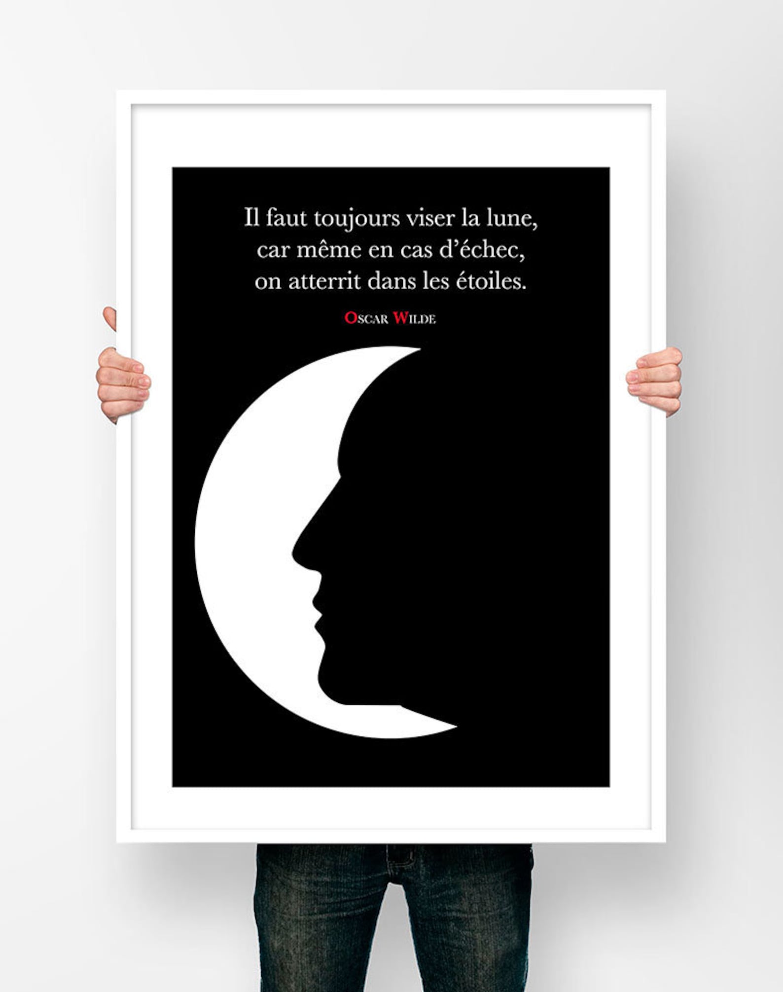 Affiche Citation Oscar Wilde Il faut toujours viser la lune car même en cas d