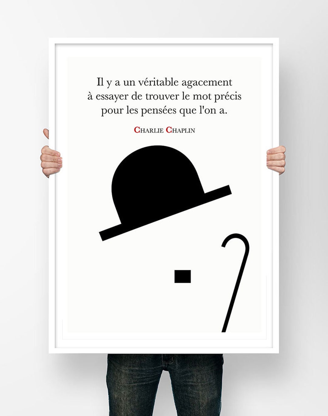 Affiche Citation Charlie Chaplin Pensée Mot Poster Art Littéraire