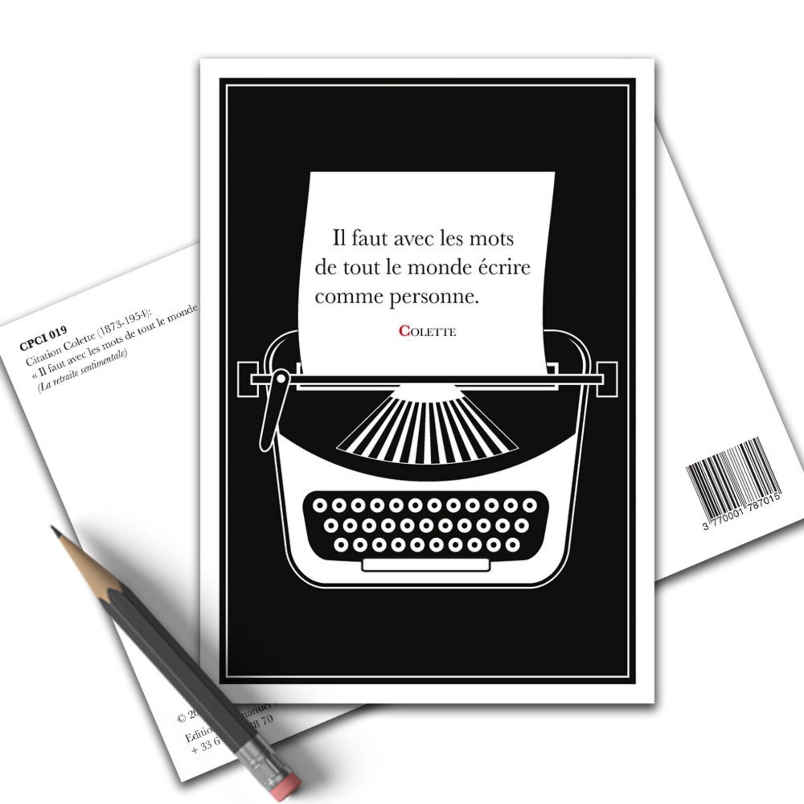 Affiche Citation Colette Il faut avec les mots... Poster Art Littéraire