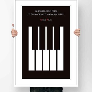 Affiche Citation Oscar Wilde La Musique met l'âme en harmonie avec tout ce qui existe..   Poster Littéraire Illustration Décoration Murale