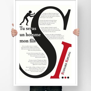 Affiche Illustration Poésie Rudyard Kipling Si tu seras un homme mon fils Carte Postale - Poster Poème Art Littéraire Littérature Décoration